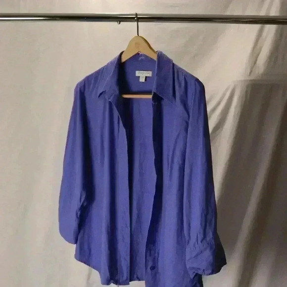 Coldwater Creek button down women's‎ size L blue relaxed blouse long sleeved - Picture 3 of 11